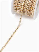 Цепь со стразами и жемчугом, металл, пластик, стекло, 2.5мм, 1м, цв золотой 126645