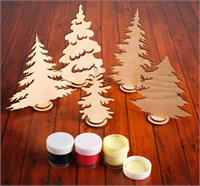 Н-р фигурок «Ёлочки на подставке», 5шт, заготовки д/творчества (без красок) 100642