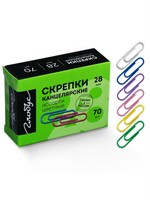 Скрепки канцелярские GLOBUS, 28мм, 70шт, цветные, МИКС 29799