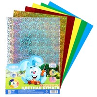 Цветная бумага самоклеящаяся А4, 6л, 6цв, 80г/м², «Смешарики» 126727