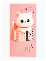 Конверт д/денег «Это тебе», котик, тиснение, 16.5*8см 126900