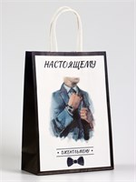 Пакет подарочный крафт «Настоящему джентльмену», 18*8*25см 126938