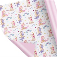 Бумага упаковочная глянцевая двухсторонняя «Единорожки», 70*100см 126961