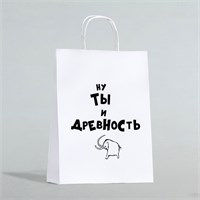 Пакет подарочный крафт с приколами «Ну ты и древность», 28*24*14см 126979