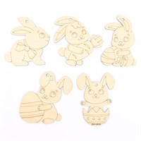 Заготовки д/творчества. Роспись по дереву «Пасха: пасхальные кролики», 5шт 127002