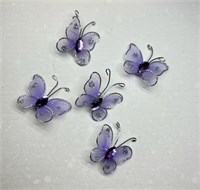 Бабочка капрон со стразами 2,5*2,7см н-р 5шт Цв.сиреневый 22171