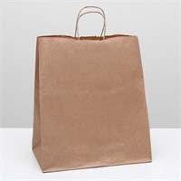 Пакет крафт без печати, круглая ручка 32*20*37см 102711