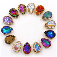 Стразы в цапах пришивные Капля 5*8мм н-р 6шт, цв. бензиновый 124787