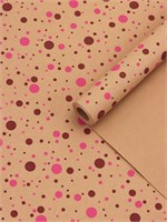 Бумага упаковочная крафт «Конфетти» розовый/бордовый на коричневом фоне, 0.72*10м, 60г 127162