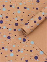 Бумага упаковочная крафт «Конфетти» синий/голубой на коричневом фоне, 0.72*10м, 60г 127163