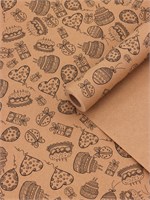 Бумага упаковочная крафт «Праздник» черный на коричневом фоне, 0.7*10м, 60г 127164