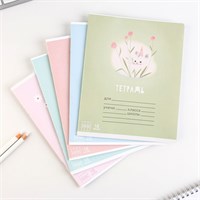 Тетрадь в клетку, 18л, А5, на скрепке, блок №1 «Весёлые зверята» 1шт 127566