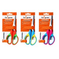 Ножницы канцелярские 14см, ручки пластиковые с резиновыми вставками, концы острые, МИКС 1шт 127599