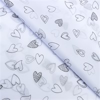 Бумага упаковочная тишью, «Сердечки», 50*70см 17гр, белая 1 лист 127643