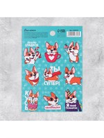 Наклейки детские бумажные «Пёсик корги», 11*15.5см 127652