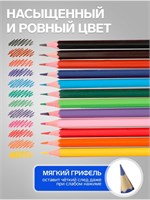 Карандаши Calligrata, цветные 12цв, эконом, заточенные, шестигранные, пластиковые 30919