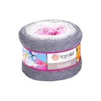 Пряжа YarnArt Flowers 55% хлопок/45% полиакрил 250гр №293 серый/молоч/розовый 117532