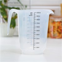 Кувшин мерный Plast team, 1л, пластик, прозрачный 128739