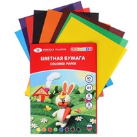 Бумага цветная А4,8цв 8л 65г/м2 Цветик 5679