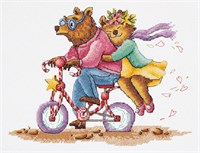 Кларт н-р д/вышивания Мишки на велосипеде 8-514 26*20,5см 7753