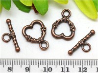 Тоггл Сердечко с цветочками 18,5*14мм и 21*8,2мм Античная медь (литьё) 10594