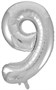 Шар фольгированный Цифра 9 16"(40см)  Цв.серебро  19252 - фото 10456