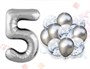 Н-р воздушных шаров цифра 5 фольгир. 32", 6 прозр. с конфетти 12", 6 латекс. 12", цвет серебро 10158 - фото 10940