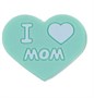 Бусина силиконовая Сердце с надп. "I love mom - I love dad" цв. мятный 33792 - фото 22608