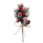 Декор веточка заснеженная новогодняя, ель, шишка, ягоды 17,5 см - фото 26767