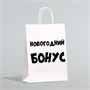 Пакет бумажный подарочный новогодний крафт «Новогодний бонус», белый, 28*24*14см 121219 - фото 38138