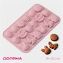 Форма д/шоколада Доляна «Пасхальные кролики», силикон, 19*12,5*1см, 18 ячеек, розовая 124165 - фото 41299