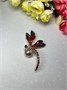 Брошь Стрекоза 7,5*4,5см, металл со стразами, бусина 24404