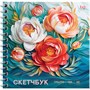 Скетчбук 40л., 170*170 BG "Пионы", на гребне, матовая ламинация, выборочный лак, 120г/м2 33646